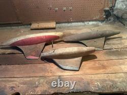 Collection de coques de yachts de bassin anciens / voiliers, 3 modèles vintage en bois