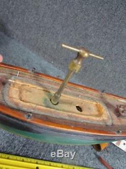 Début Des Années 1900 Antique Key Vent Toy Modèle Bois Remorqueur Robert E, Woodcliff, Nj