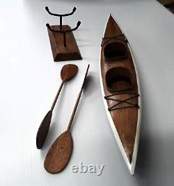 Double Kayak Modèle de canoë en bois affiché, 15, entièrement assemblé en excellent état (EUC)