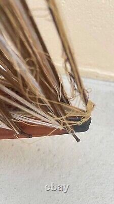 Énorme modèle de bateau en bois et en corde 29 en forme de navire debout - style nautique des années 50 - bateau en bois vintage