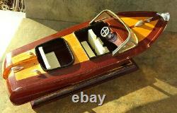 Fabriqué À La Main Classic Runabout Wood Boat Model Avec Raccords Métalliques 13 Long