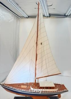 Grand grand modèle de yacht en bois voilier 29 pouces de haut Nordia Cruiser Picot House Grand grand modèle de yacht en bois voilier 29 pouces de haut Nordia Cruiser Picot House
