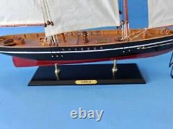 Grand modèle de voilier peint AMERICA, bateau voilier en bois nautique schooner navire
