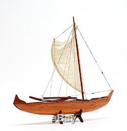 Hawaiian Display Sailboat 25 Outrigger Canoe Bateau En Bois Modèle De Collection Décor