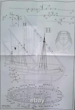 Kit de modèle de bateau en bois Dusek Nina D012 à l'échelle 1/72 - Nouvelle boîte ouverte