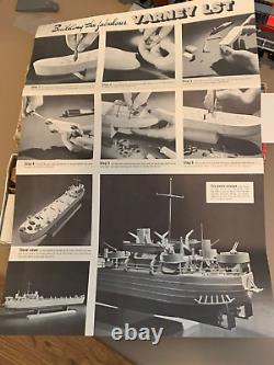 Kit de modélisme de bateau Varney L. S. T. de 1944 extrêmement rare dans sa boîte d'origine avec instructions