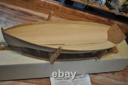 Le kit de maquette en bois du canot CATSPAW, partiellement monté, kit vintage rare