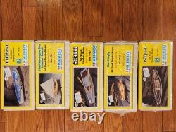 Lot de 5 kits de modèles de bateaux en bois vintage Midwest, 4 scellés, 1 ouvert (en l’état)