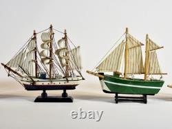 Lot de 5 modèles de navires à voile en bois faits main, grand bateau, décor nautique