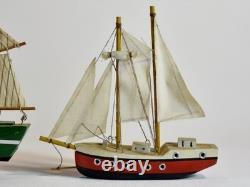 Lot de 5 modèles de navires à voile en bois faits main, grand bateau, décor nautique