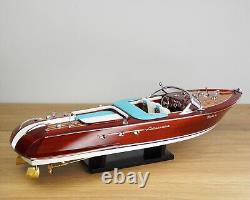 Maquette de bateau Blue Riva Aquarama 116 modèle speedboat fait main cadeau