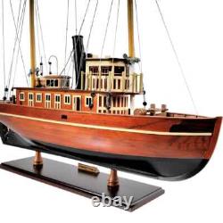 Maquette de bateau Seguin en bois, assemblée à la main, avec support et plaque nominative