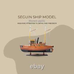 Maquette de bateau Seguin en bois, assemblée à la main, avec support et plaque nominative