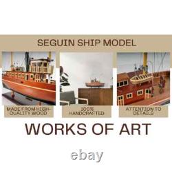 Maquette de bateau Seguin en bois, assemblée à la main, avec support et plaque nominative