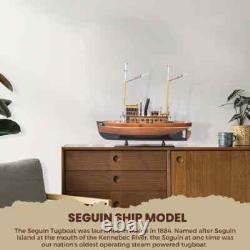 Maquette de bateau Seguin en bois, assemblée à la main, avec support et plaque nominative