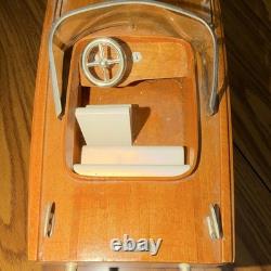 Maquette de bateau à moteur en bois préassemblée avec support d’exposition, thème nautique