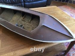 Maquette de bateau antique vintage en bois de 32 pouces, fabriquée à la main