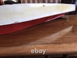 Maquette de bateau antique vintage en bois de 32 pouces, fabriquée à la main