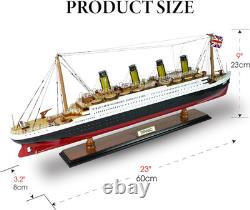 Maquette de bateau de croisière en bois RMS Titanic, modèle de navire en bois 23 60 cm, décoration d’exposition détaillée