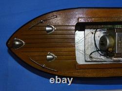 Maquette de bateau en bois à propulsion mécanique LANG CRAFT japonais des années 1950, dans sa boîte