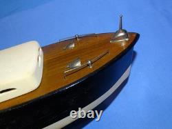 Maquette de bateau en bois à propulsion mécanique LANG CRAFT japonais des années 1950, dans sa boîte