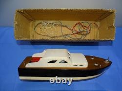 Maquette de bateau en bois à propulsion mécanique LANG CRAFT japonais des années 1950, dans sa boîte