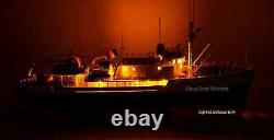 Maquette de bateau en bois fait main du RV Calypso Research Vessel avec lumières, 36 pouces de long, Musée