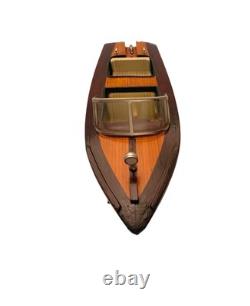 Maquette de bateau vintage en bois, décoration nautique pour bureau, cadeau pour homme cave<br/>