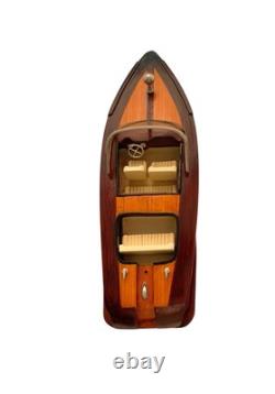 Maquette de bateau vintage en bois, décoration nautique pour bureau, cadeau pour homme cave
  	<br/>