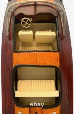 Maquette de bateau vintage en bois, décoration nautique pour bureau, cadeau pour homme cave  	
 <br/>	
