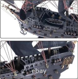Maquette de navire pirate en bois noir perle, 22 pièces, mât et voiles démontables, peinte à la main