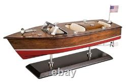 Maquette de vedette rapide en bois Chris-Craft Runabout Yacht, triple cockpit, de collection