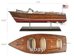Maquette de vedette rapide en bois Chris-Craft Runabout Yacht, triple cockpit, de collection