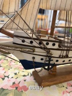 Maquette de voilier clipper en bois vintage à 4 mâts, 17,5 pouces de hauteur, modèle de bateau à voile 21<br/> 