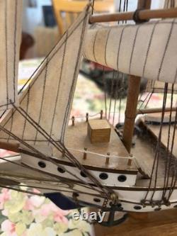 Maquette de voilier clipper en bois vintage à 4 mâts, 17,5 pouces de hauteur, modèle de bateau à voile 21  	<br/>