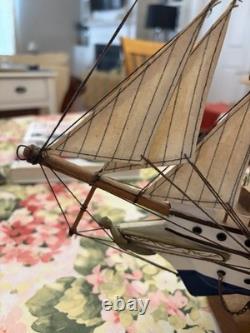 Maquette de voilier clipper en bois vintage à 4 mâts, 17,5 pouces de hauteur, modèle de bateau à voile 21<br/>