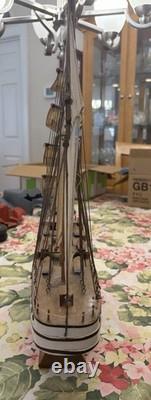 Maquette de voilier clipper en bois vintage à 4 mâts, 17,5 pouces de hauteur, modèle de bateau à voile 21 <br/>