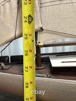 Maquette de yacht en bois vintage, voilier classique de croisière, mât de 27,5 cm