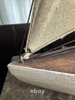 Maquette de yacht en bois vintage, voilier classique de croisière, mât de 27,5 cm