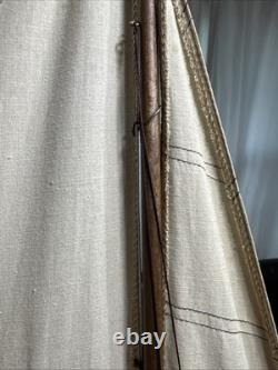 Maquette de yacht en bois vintage, voilier classique de croisière, mât de 27,5 cm