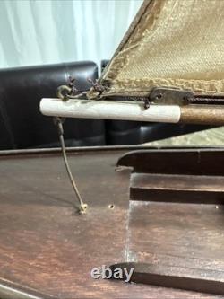 Maquette de yacht en bois vintage, voilier classique de croisière, mât de 27,5 cm