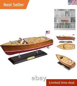 Maquette élégante de vedette rapide en bois de 15 pouces avec accessoires chromés, design prêt à offrir