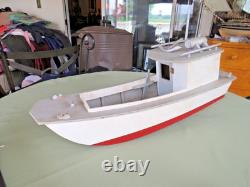Maquette en bois artisanale de bateau de travail à fond plat Chesapeake Bay, art populaire vintage, 25 L