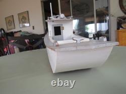 Maquette en bois artisanale de bateau de travail à fond plat Chesapeake Bay, art populaire vintage, 25 L