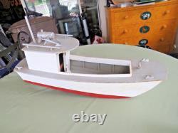 Maquette en bois artisanale de bateau de travail à fond plat Chesapeake Bay, art populaire vintage, 25 L