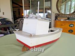 Maquette en bois artisanale de bateau de travail à fond plat Chesapeake Bay, art populaire vintage, 25 L