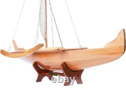 Maquette en bois de canoë à balancier hawaïen 25 Waikiki bateau à voile traditionnel neuf