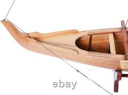 Maquette en bois de canoë à balancier hawaïen 25 Waikiki bateau à voile traditionnel neuf
