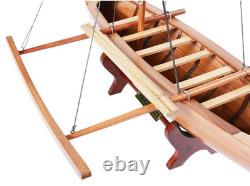 Maquette en bois de canoë à balancier hawaïen 25 Waikiki bateau à voile traditionnel neuf