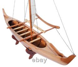 Maquette en bois de canoë à balancier hawaïen 25 Waikiki bateau à voile traditionnel neuf